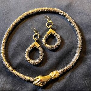 3-pc Vintage Snake Mesh Necklace & Earrings Set